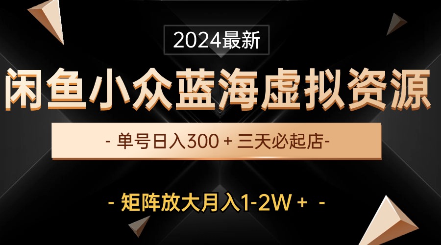 （10336期）最新闲鱼小众蓝海虚拟资源，单号日入300＋，三天必起店，矩阵放大月入1-2W-网创星球