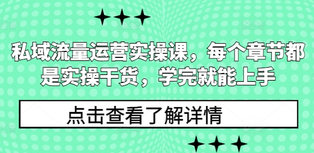 私域流量运营实操课，每个章节都是实操干货，学完就能上手-大熊网创