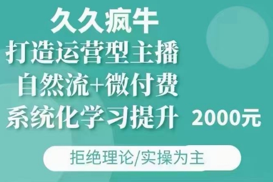 久久疯牛·自然流+微付费(12月23更新)打造运营型主播，包11月+12月-大熊网创