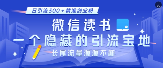 微信读书，一个隐藏的引流宝地，不为人知的小众打法，日引流300+精准创业粉，长尾流量源源不断-大熊网创