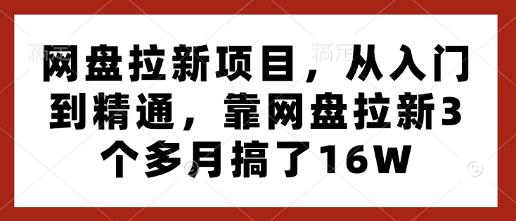 网盘拉新项目，从入门到精通，靠网盘拉新3个多月搞了16W-网创星球