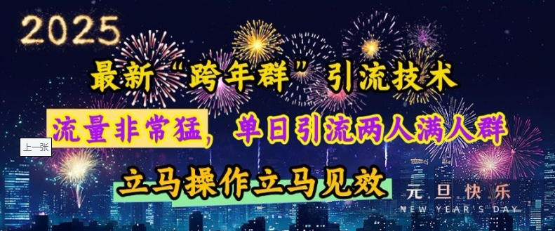 最新“跨年群”引流，流量非常猛，单日引流两人满人群，立马操作立马见效【揭秘】-大熊网创