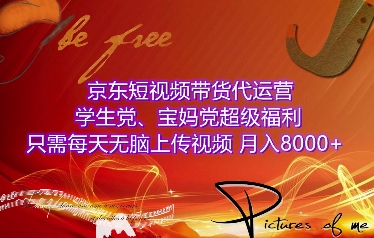 京东短视频带货代运营，学生党、宝妈党超级福利，只需每天无脑上传视频，月入8000+【仅揭秘】-大熊网创