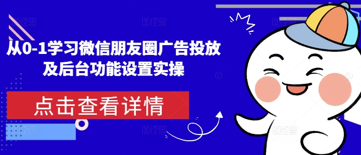 从0-1学习微信朋友圈广告投放及后台功能设置实操-大熊网创