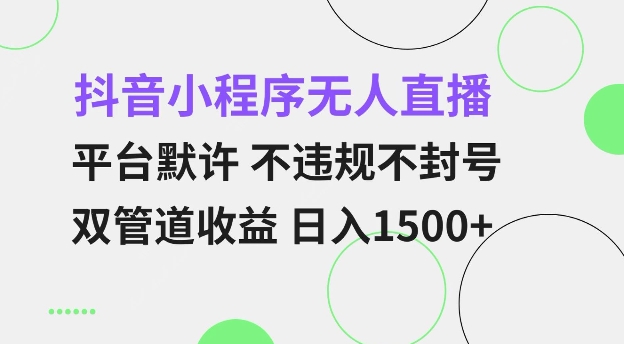 抖音小程序无人直播 平台默许 不违规不封号 双管道收益 日入多张 小白也能轻松操作【仅揭秘】-大熊网创