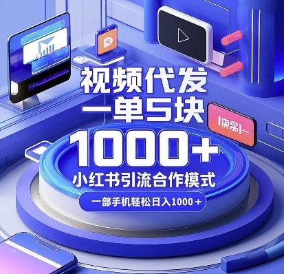 视频代发，一单5块，小红书引流合作模式，一部手机轻松日入多张【揭秘】-大熊网创