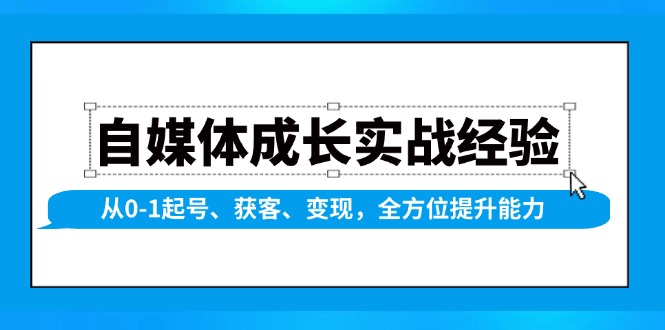 自媒体成长实战经验，从0-1起号、获客、变现，全方位提升能力-大熊网创