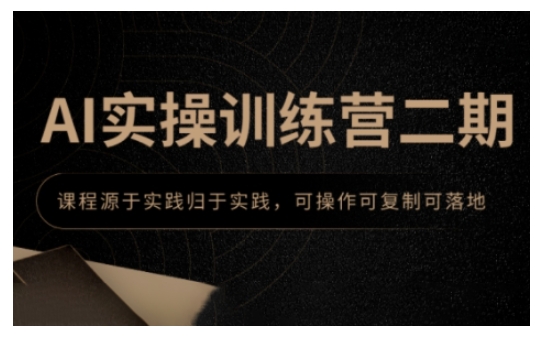 AI实操训练营二期，课程源于实践归于实践，可操作可复制可落地-大熊网创
