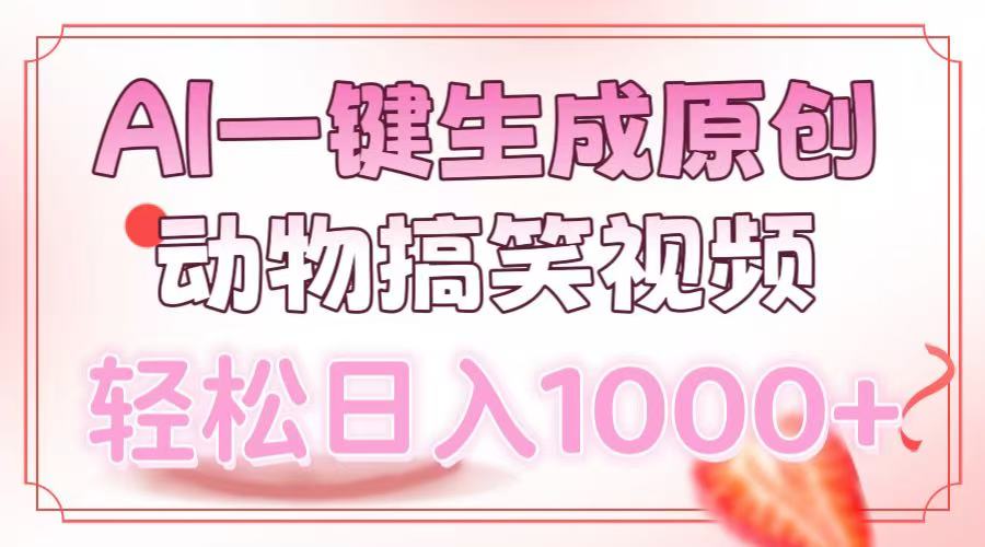 AI一键生成原创动物搞笑视频，轻松日入1000+-大熊网创