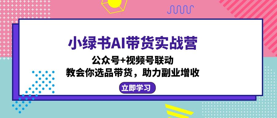 小绿书AI带货实战营：公众号+视频号联动，教会你选品带货，助力副业增收-网创星球