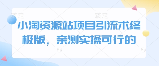小淘资源站项目引流术终极版，亲测实操可行的-大熊网创