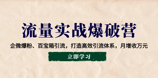 流量实战爆破营：企微爆粉、百宝箱引流，打造高效引流体系，月增收万元-大熊网创