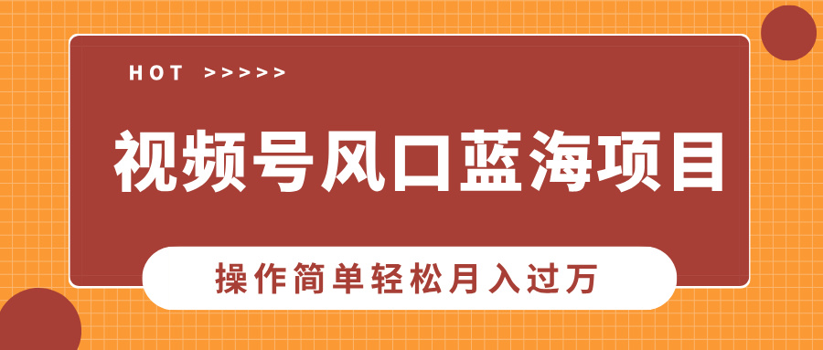 视频号风口蓝海项目，中老年人的流量密码，操作简单轻松月入过万-大熊网创