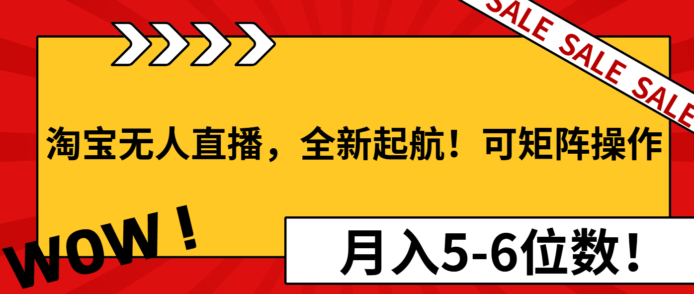 淘宝无人直播，全新起航！可矩阵操作，月入5-6位数！-大熊网创
