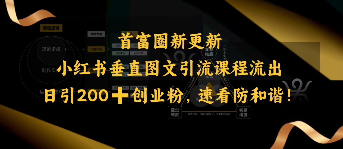 小红书垂直图文引流课程流出，日引200+创业粉，速看防和谐-大熊网创