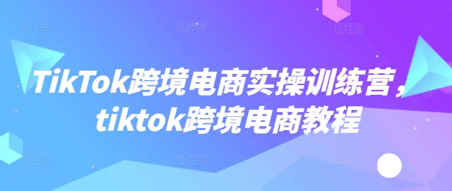 TikTok跨境电商实操训练营，tiktok跨境电商教程-大熊网创