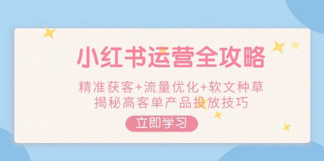 小红书运营全攻略，精准获客+流量优化+软文种草，揭秘高客单产品投放技巧-大熊网创