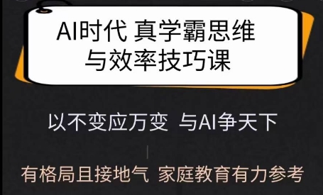 Ai时代真学霸思维与学习方法课，有格局且接地气，家庭教育有力参考-大熊网创
