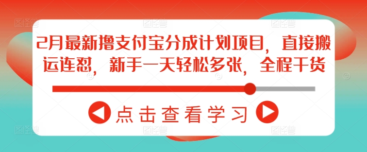 2月最新撸支付宝分成计划项目，直接搬运连怼，新手一天轻松多张，全程干货-大熊网创