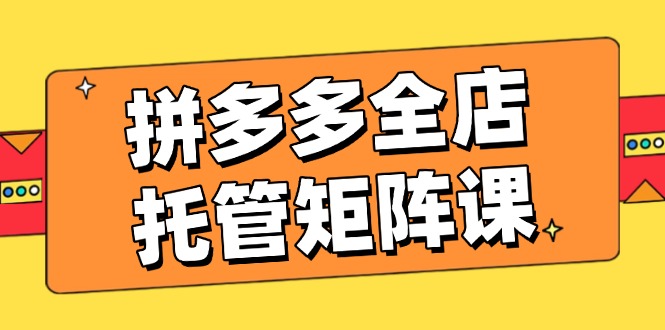 拼多多全店托管矩阵课，盈利动销玩法，高效计划设置，提升店铺效益-大熊网创