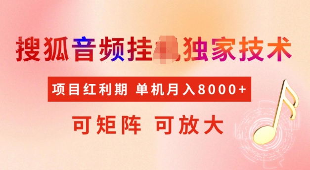 首发搜狐音频挂JI，项目红利期，可矩阵可放大，稳定月入5k【揭秘】-网创星球