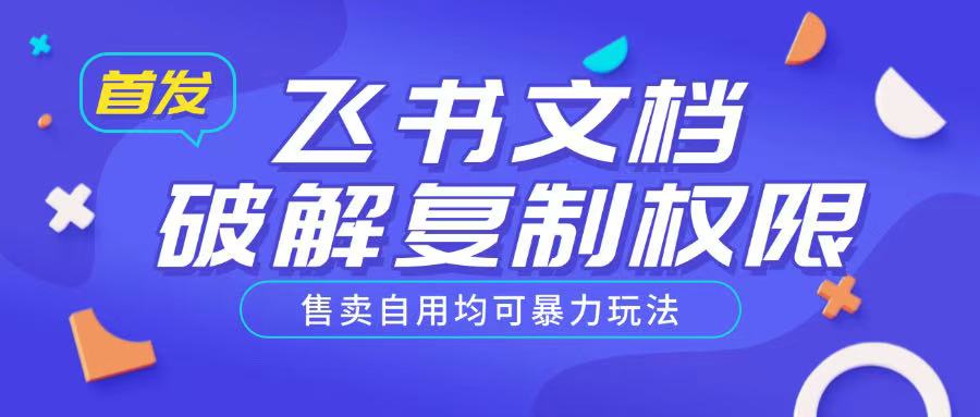 首发飞书文档破解复制权限，售卖自用均可暴力玩法-大熊网创