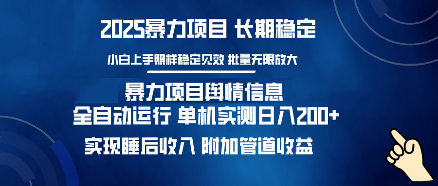 暴力项目舆情信息：多平台全自动运行 单机日入200+ 实现睡后收入-大熊网创