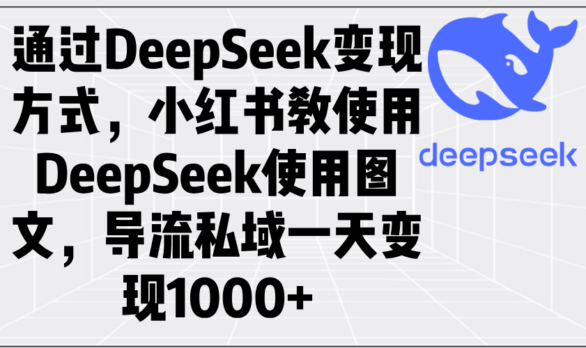 通过DeepSeek变现方式，小红书教使用DeepSeek图文，导流私域一天变现1000+-大熊网创