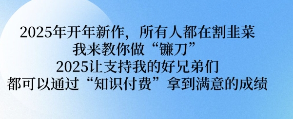 2025年开年新作，所有人都在割韭菜，我来教你做“镰刀” 2025让支持我的好兄弟们都可以通过“知识付费”拿到满意的成绩【揭秘】-大熊网创