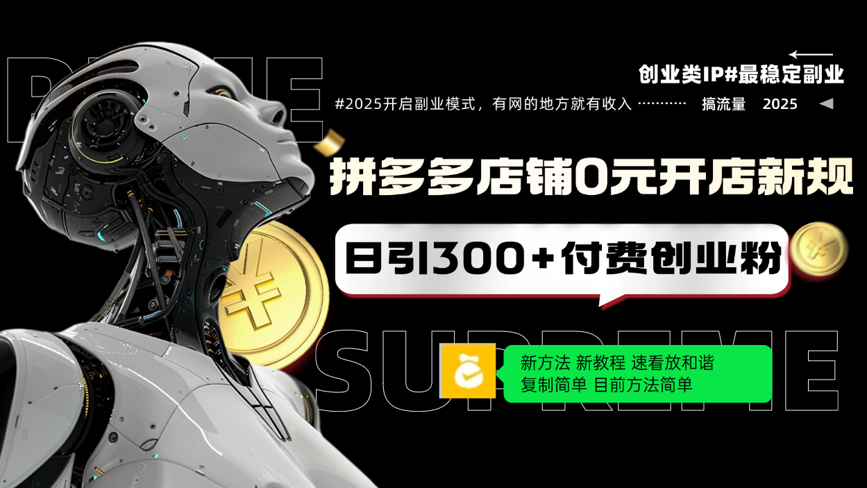 拼多多店铺0元开店新规，日引300+付费创业粉，目前方法简单复制粘贴可矩阵-大熊网创
