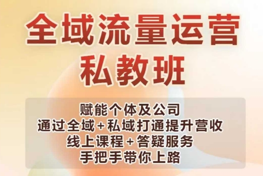 全域流量运营操盘课，赋能个体及公司通过全域+私域打通提升营收-大熊网创