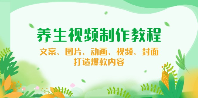 养生视频制作教程，文案、图片、动画、视频、封面，打造爆款内容-大熊网创