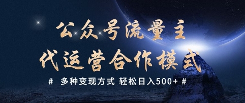 公众号流量主代运营  多种变现方式 轻松日入5张【揭秘】-大熊网创