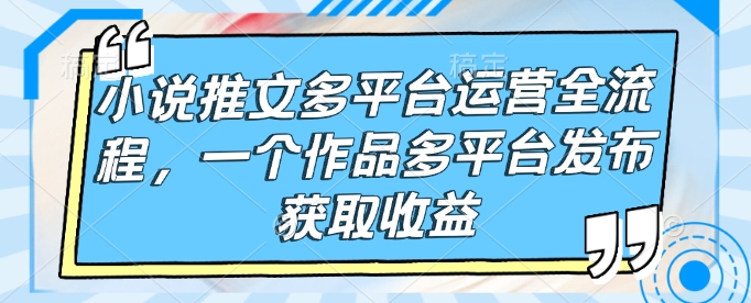 小说推文多平台运营全流程，一个作品多平台发布获取收益-网创星球