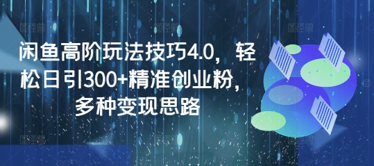闲鱼高阶玩法技巧4.0，轻松日引300+精准创业粉，多种变现思路-大熊网创