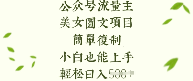 流量主长期收益项目，美女图片简单复制，小白也能上手，轻松日入5张-大熊网创