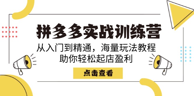 拼多多实战训练营，从入门到精通，海量玩法教程，助你轻松起店盈利-大熊网创