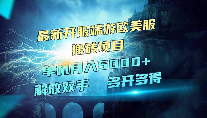 全网热门游戏欧美服端游搬砖，最新开服，项目红利期，单机月入5000+-大熊网创