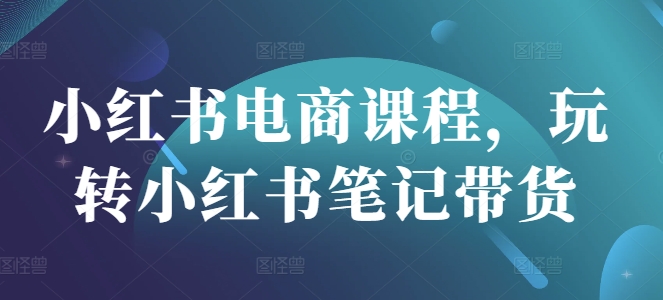 小红书电商课程，玩转小红书笔记带货-大熊网创