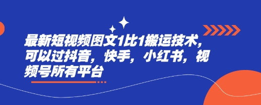 最新短视频图文1比1搬运技术，可以过抖音，快手，小红书，视频号所有平台-大熊网创
