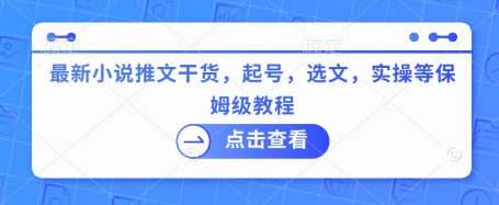 最新小说推文干货，起号，选文，实操等保姆级教程-大熊网创