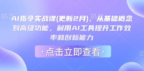 AI指令实战课(更新2月)，从基础概念到高级功能，利用AI工具提升工作效率和创新能力-网创星球