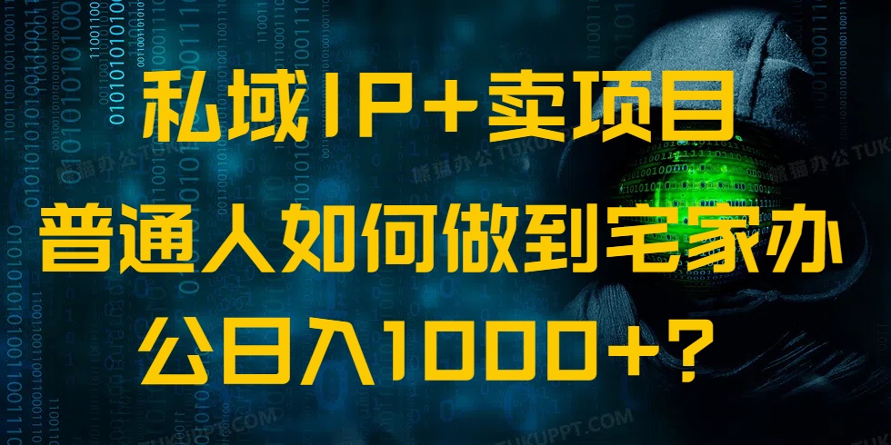 私域IP+卖项目，普通人如何做到宅家办公实现日入1000+-大熊网创