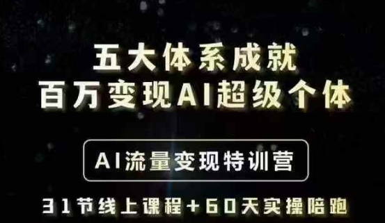 五大体系成就百万变现AI超级个体- AI流量变现特训营，一步一步教你一个人怎么年入百W-网创星球