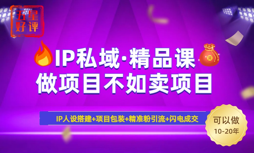 2025年“IP私域·密训精品课”，日赚3000+小白避坑年赚百万，暴力引流…-大熊网创