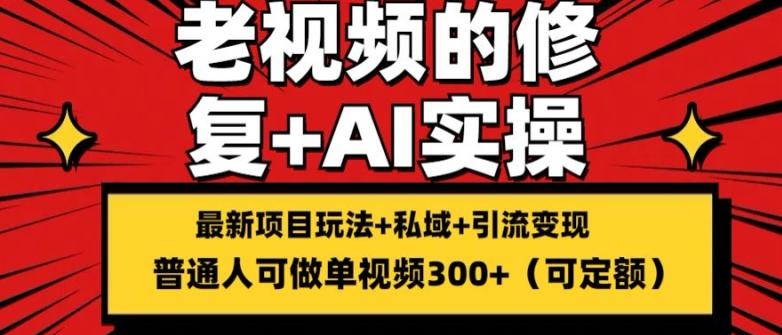 修复老视频的玩法，搬砖+引流的变现(可持久)，单条收益300+【揭秘】-大熊网创