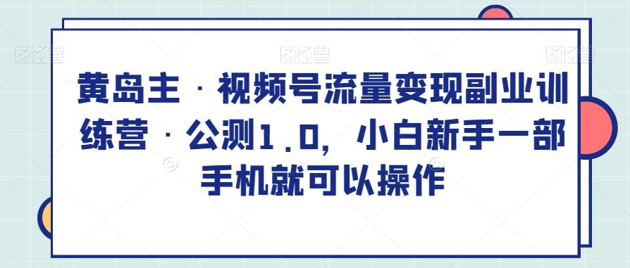 黄岛主·视频号流量变现副业训练营·公测1.0，小白新手一部手机就可以操作-大熊网创