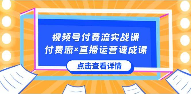 视频号付费流实战课，付费流×直播运营速成课，让你快速掌握视频号核心运营技能-大熊网创