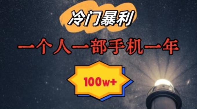 暴利冷门赛道，一单268，一个人一部手机一年100w【揭秘】-大熊网创