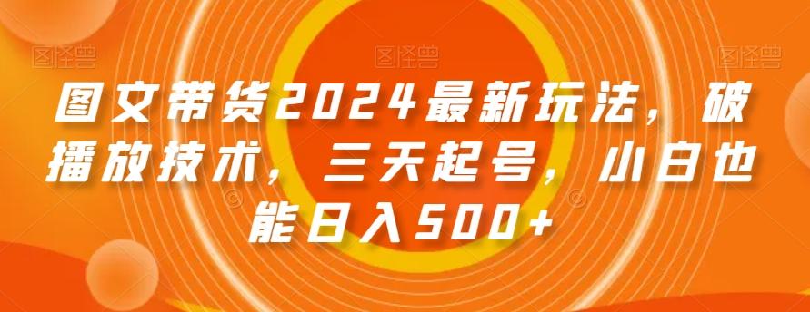 图文带货2024最新玩法，破播放技术，三天起号，小白也能日入500+【揭秘】-大熊网创
